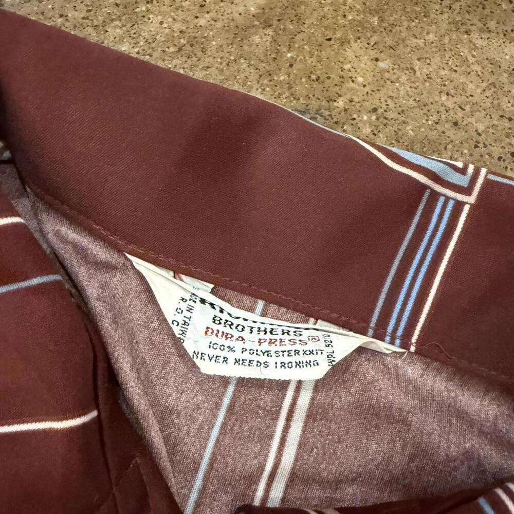 Vintage Polyester Brown Collared Button Up Shirt - image 4